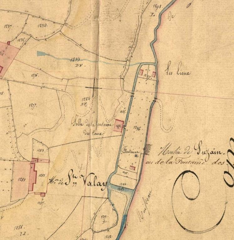 Extrait du cadastre de 1844 section D6, salle de la Fontaine-des-Eaux