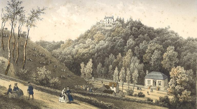 La Fontaine, promenade et pavillon, lithographie par Auguste-Victor Deroy, 1863. Coll. Bibliothèque municipale de Dinan