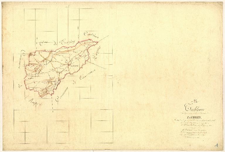 Tableau d'assemblage du cadastre napoléonien de 1834 ; Tableau d'assemblage du cadastre napoléonien de 1834