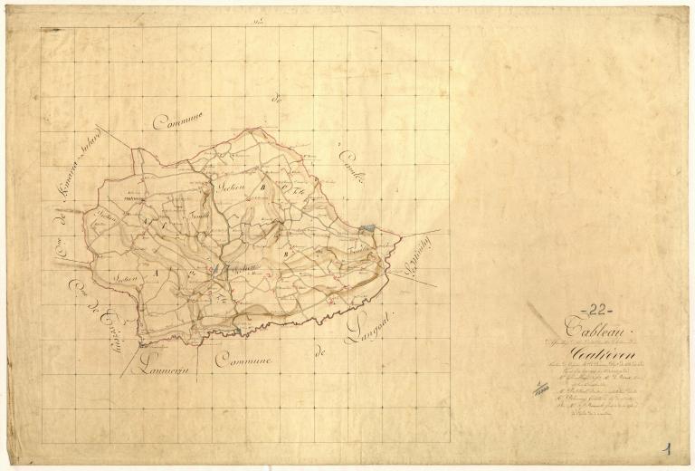 Cadastre ancien de la commune de Coatréven, tableau d'assemblage, 1834 ; Cadastre ancien de la commune de Coatréven, tableau d'assemblage, 1834