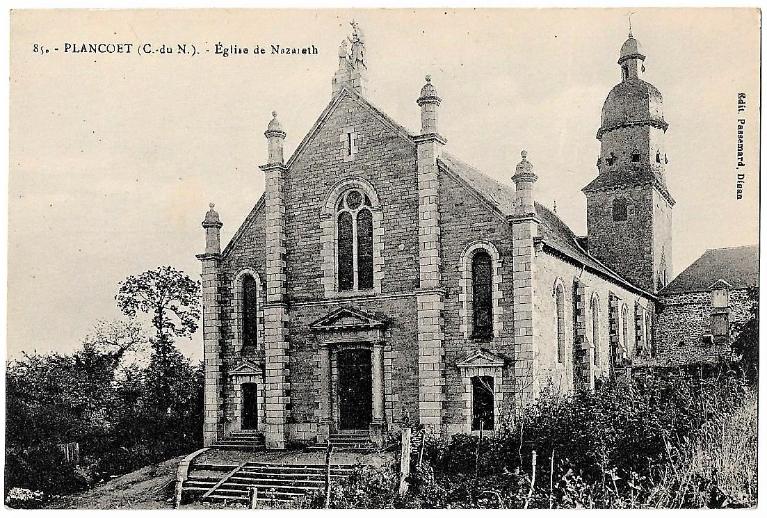 Carte postale de l'église de Nazareth, façade sud-ouest (état au débutdu 20e siècle).