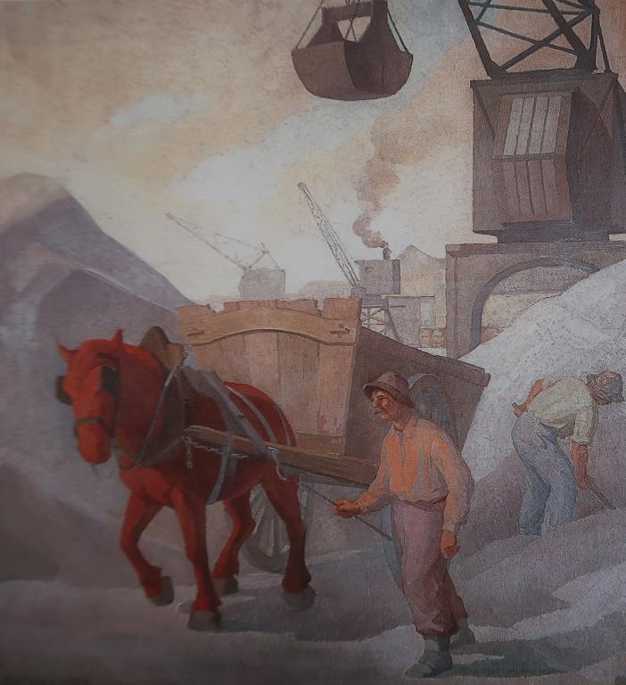 Décor de la Chambre de commerce, Charbon, le tombereau, Charles Lautredou, 1929