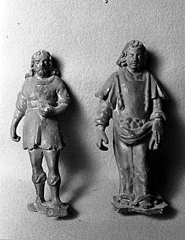 2 statues (paire, figurine) : saint Etienne, saint Jean-Baptiste