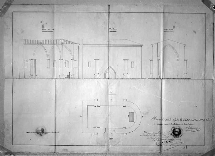 Plan et coupes de 1845.