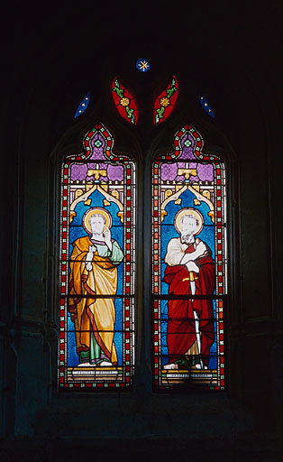 2 verrières à personnages (maîtresse-vitre) : saint Pierre, saint Paul