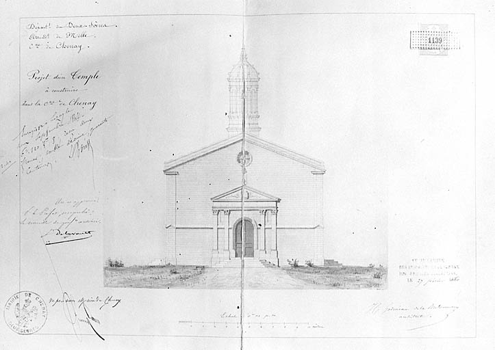 Projet de construction (élévation de la façade).