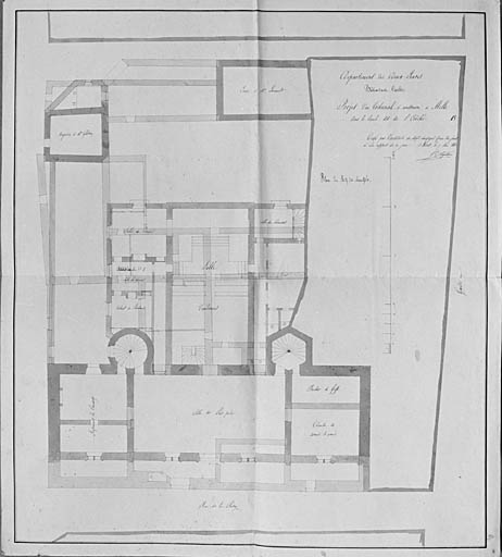 Plan d'un tribunal dans le local de l'Evêché, rez-de-chaussée (1er projet).
