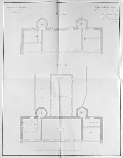 Plan d'un tribunal dans le local de l'Evêché, 1er et 2e étages (1er projet).