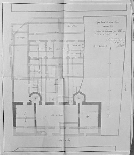 Plan d'un tribunal dans le local de l'Evêché, rez-de-chaussée, 2e projet.