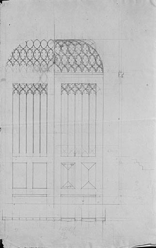 Dessin de la porte d'entrée (vue de la prison).