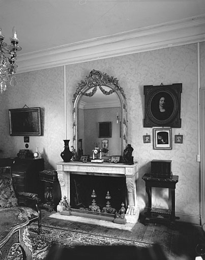 Logis, rez-de-chaussée, salon de droite, cheminée.