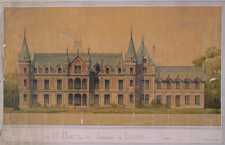 Elévation postérieure, par E. Demangeat, en 1877.