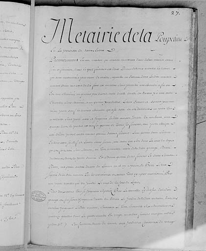 Arpentage des domaines de messieurs les R.P. Bénédictins de Saint-Maixent en 1766.