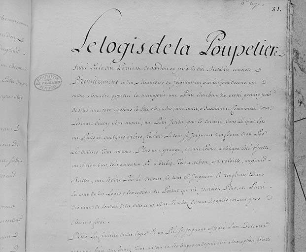 Arpentage des domaines de messieurs les R.P. Bénédictins de Saint-Maixent en 1766.