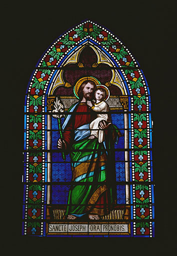 2 verrières figurées : Assomption, saint Joseph et l'Enfant Jésus