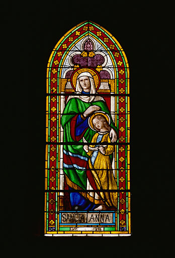 2 verrières figurées : Education de la Vierge, saint Vincent de Paul