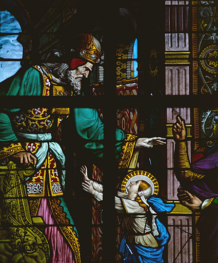 Dans la chapelle Sainte Anne : Présentation de la Vierge au temple, détail.