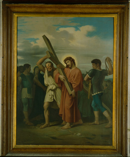 5e station. Jésus aidé par le Cyrénéen