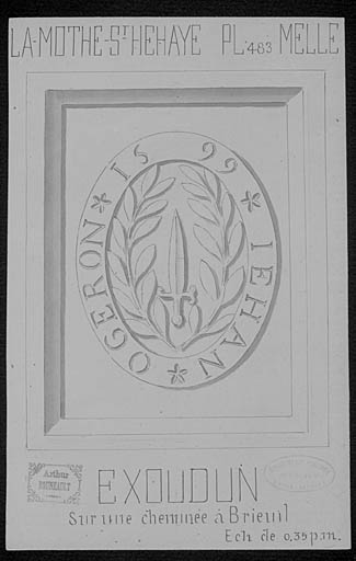 Pierre avec inscription datée, sur une cheminée, 1599.