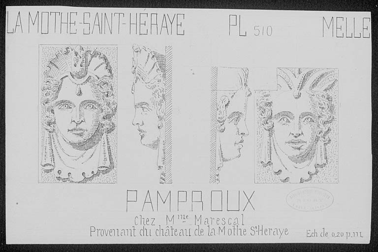 Tête sculptée sur une pierre provenant du château.
