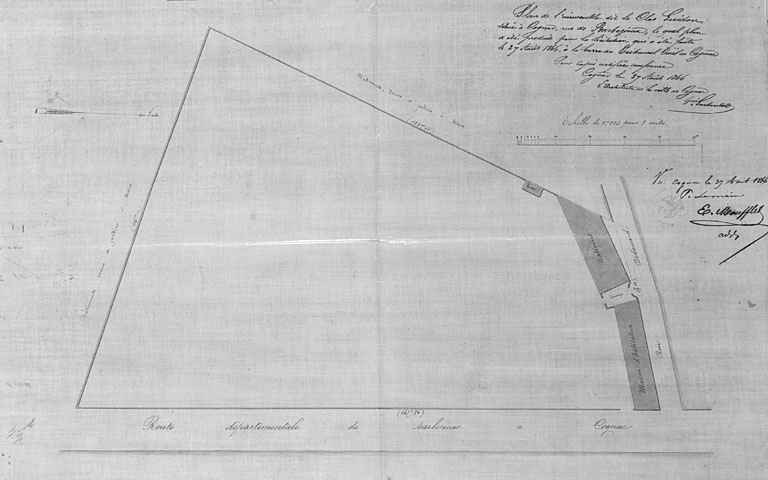 Plan de 1866 de l'immeuble et du terrain sur lequel doit être construit le collège.