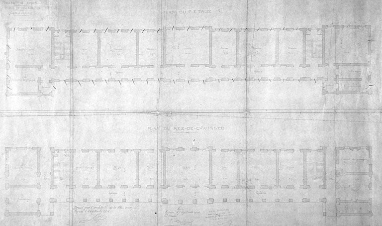Plan du rez-de-chaussée et du 1er étage en 1901 par Roy.
