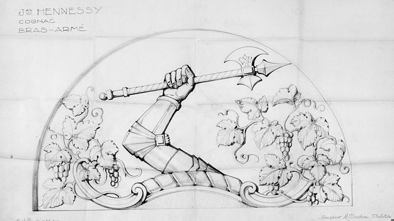 Projet pour le fronton sur le quai Papin, dessin du brasemé.