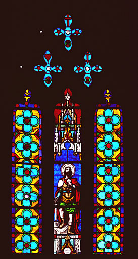 Verrière figurée (maîtresse-vitre) : saint Romain
