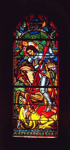 Verrière : saint Georges terrassant le dragon