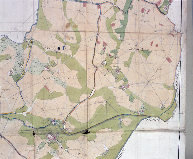 Village, sections B et D, plan par masse de culture, (1802, 1807), détail.
