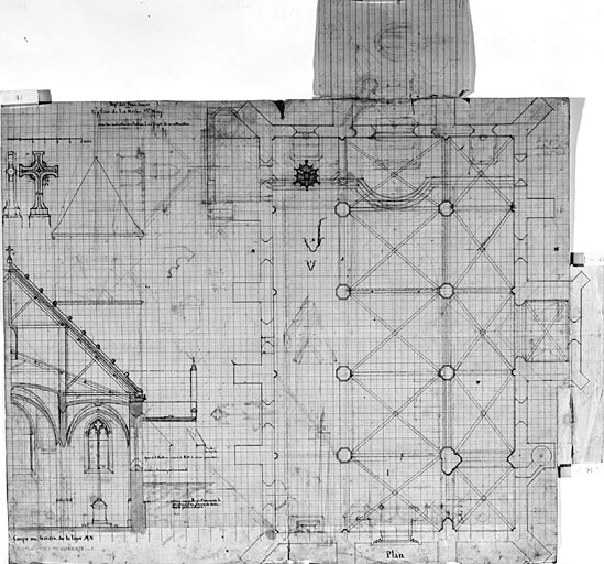 Plan et coupe de l'église.