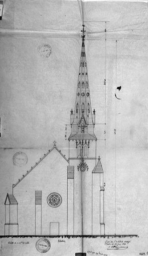 Projet de construction d'une flèche, projet modifié, élévation.