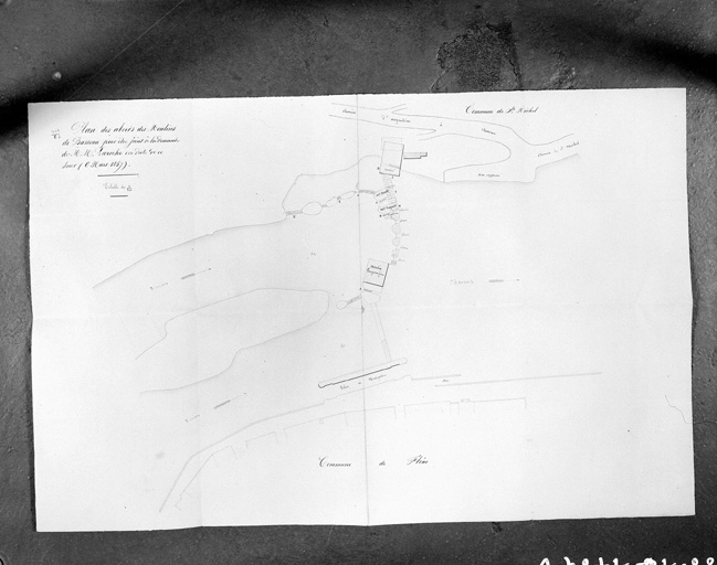 Plan des abords des moulins, 1857.