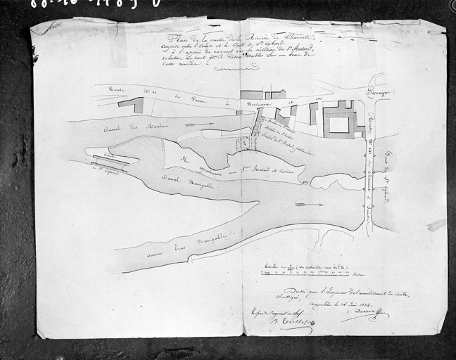 Plan de la rivière entre l'écluse et le port, 1834.
