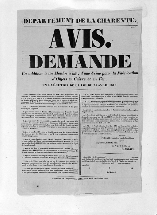 Usine métallurgique, usine à papier, tannerie, centrale hydroélectrique