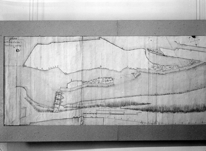 Plan du moulin de Saint Cybard et de ses environs.