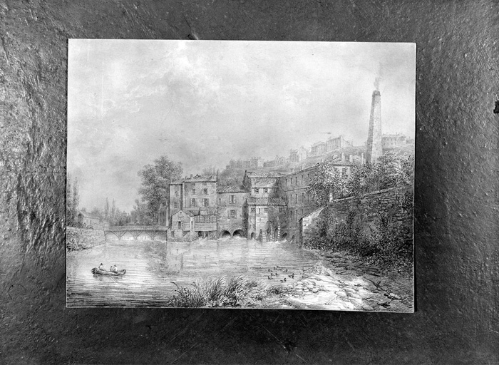 Gravure de la fin du 18è siècle, l'ensemble vu de l'ouest.