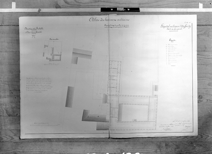 Plan du deuxième étage du pavillon des soeurs et du premier étage des autres parties. De Verdon, 1825.