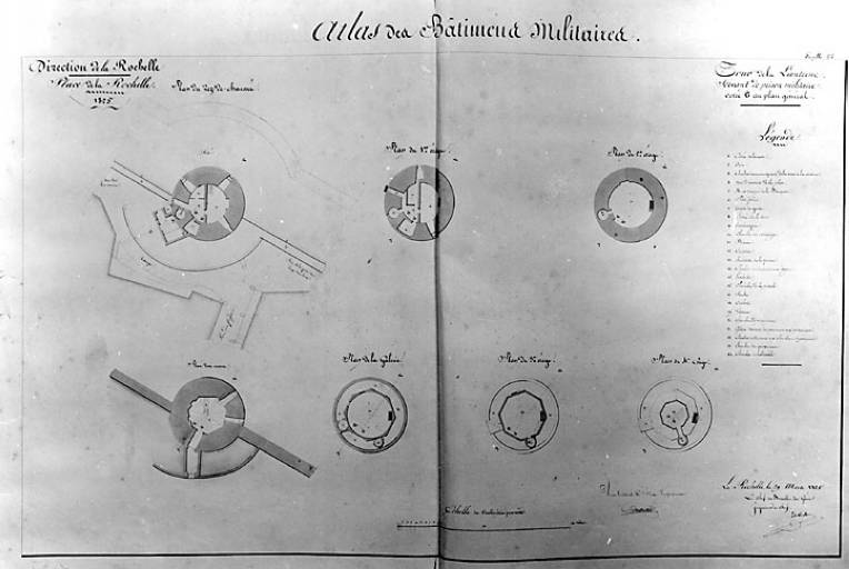 Plan à chaque niveau de la tour, en 1825, par de Verdon.