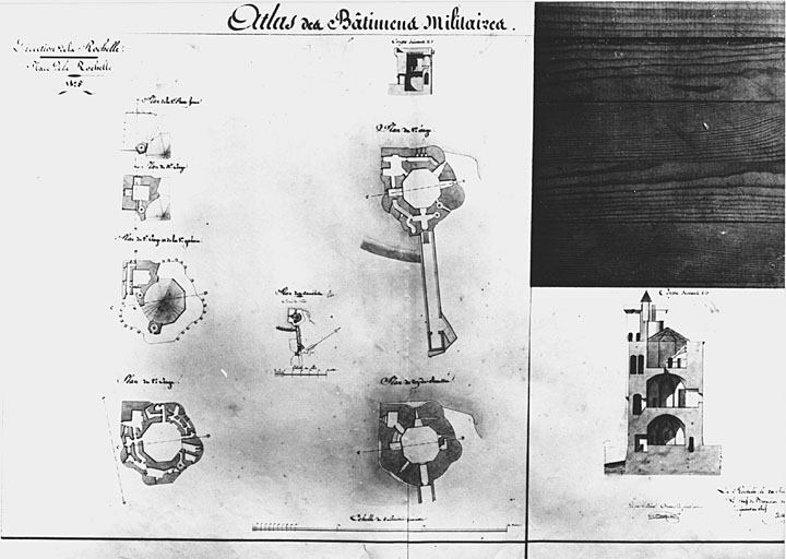 Plan à chaque niveau et coupe, en 1825, par de Verdon.