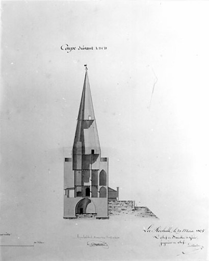 Coupe de la tour, en 1825, par de Verdon.