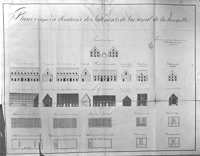 Plans, coupes, élévations, 1815. Gilbert de Gourvilles.