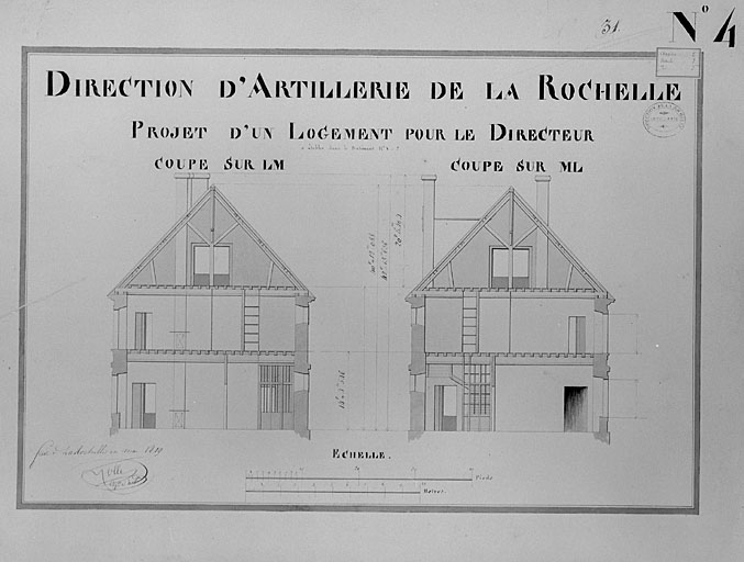 Projet, coupes, 1819. Mollet.