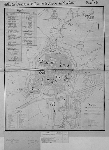 Plan général, 1860, Lacroix, emplacements des édifices militaires, 1868.