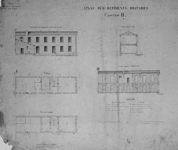 Plans, coupes, élévation. 1884.