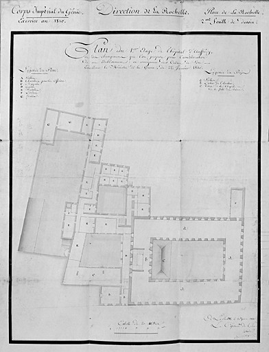 Plan du 1er étage, en 1810, de Verdon. Retombe baissée.