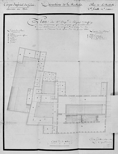 Plan du 1er étage, en 1810, de Verdon. Retombe levée.