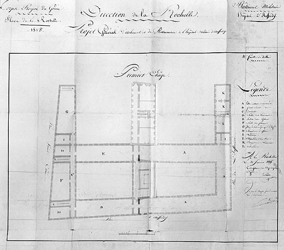 Projet général de restauration. Plan du 1er étage. Retombes abaissées. 1815. De Verdon.