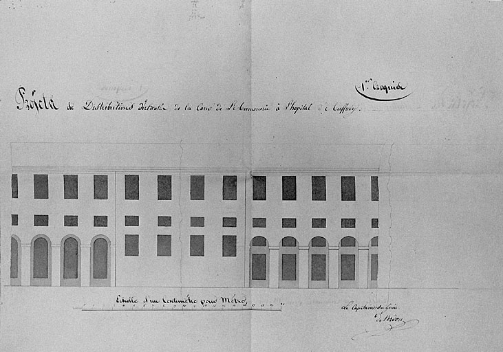 Projet général de restauration. Elévation sur cour, en 1815, de Verdon.