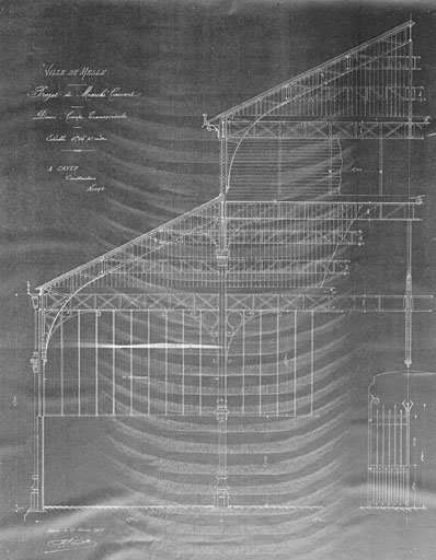 Dessin de 1904, coupe transversale par A. Cayer.